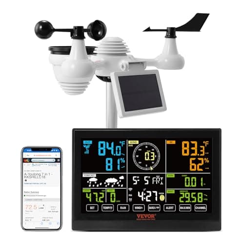 Station Météo Wifi VEVOR 7 en 1 Capteur Solaire