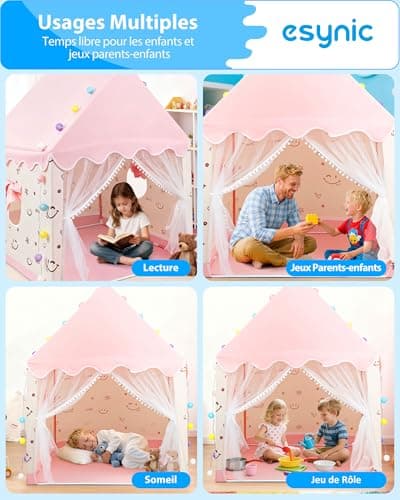 Tente de jeu enfant eSynic XL-Pink003 LED armature métal