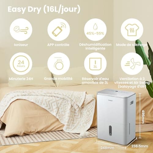 Déshumidificateur COMFEE Easy Dry 16 connecté 16 L/j