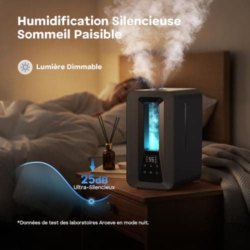 Humidificateur AROEVE 5L Hygrostat Silencieux Chambre