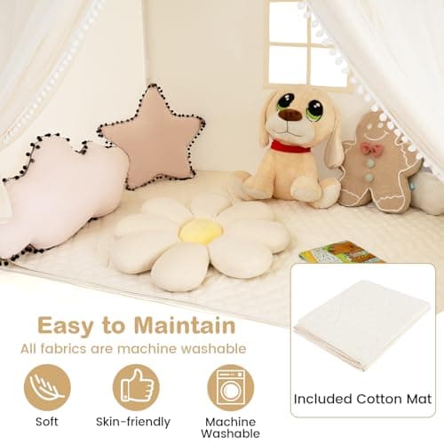 Cabane de jeu HOMASIS DZ10263LO tapis et guirlande