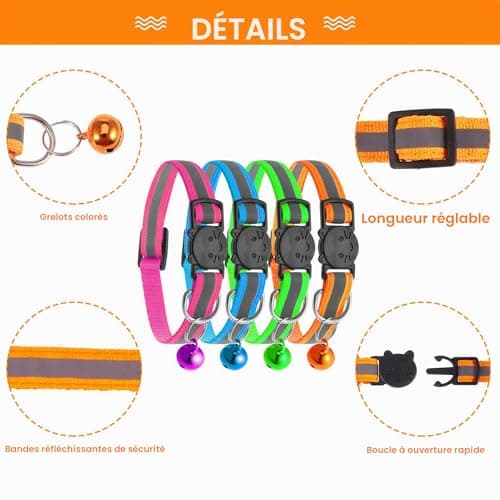 Collier chat SOSPIRO A1DNFLOS6885 x12, boucle qui cède