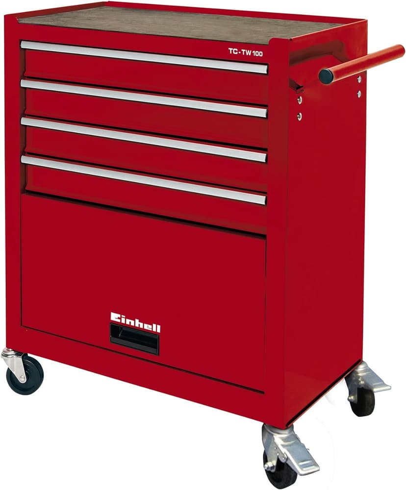 Chariot d'Atelier Einhell TC-TW 100 - 75kg, 4 Tiroirs, Roulettes