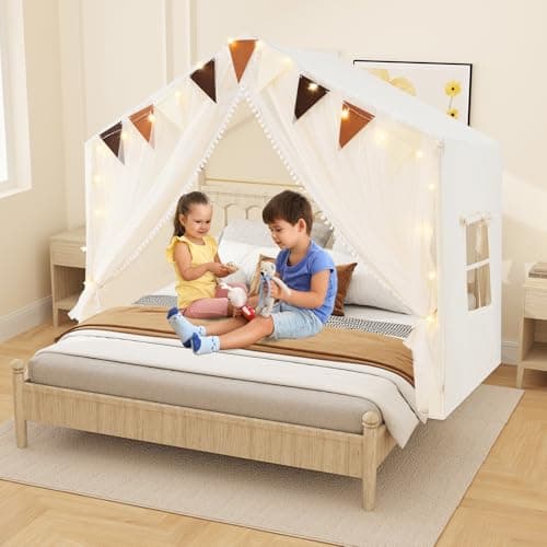 Cabane de jeu HOMASIS DZ10263LO tapis et guirlande