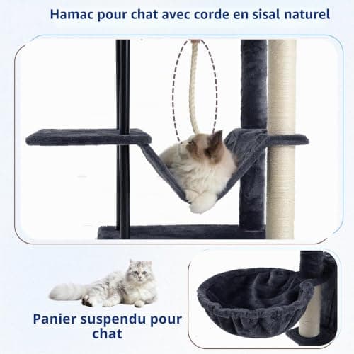 Arbre à Chat Gitelsnour 110 cm Tube Acier avec Hamac