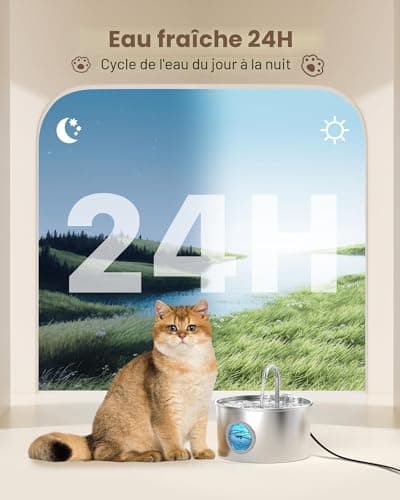 Fontaine à Eau Chat GIOTOHUN Inox 304 - 2,2 L