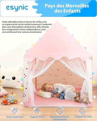 Tente de jeu enfant eSynic XL-Pink003 LED armature métal