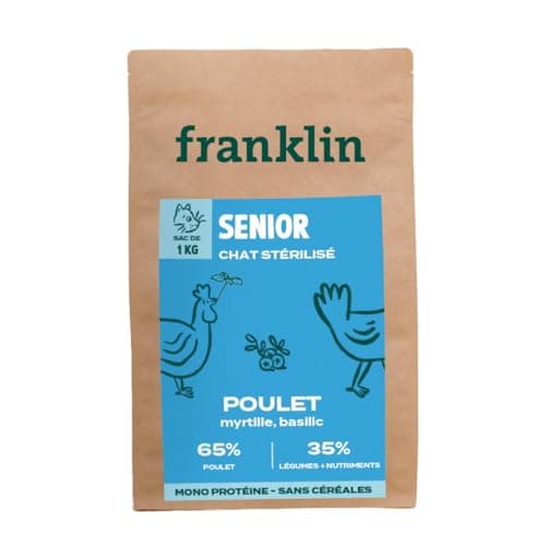 Croquettes Chat Senior Franklin 65 % Poulet Sans Céréales
