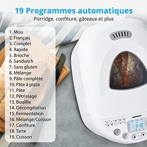 Machine à pain MEDION MD 11011 550 W 19 programmes
