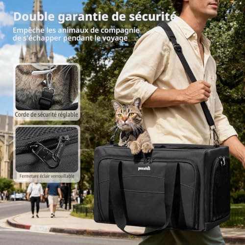 Sac de transport chat Pecute extensible, zone cachée
