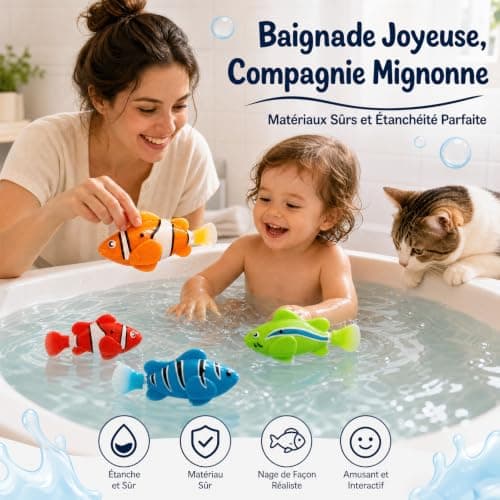 Poissons robots de bain Auirshiky lot de 4 à pile bouton