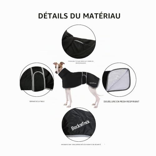 Manteau de pluie léger HBJSP pour lévrier et whippet