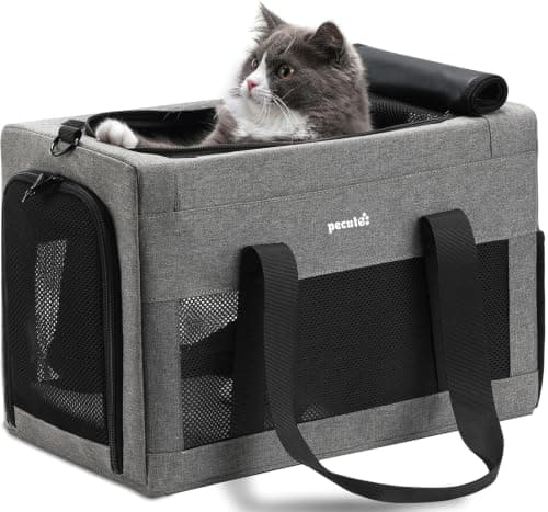 Sac de transport chat Pecute gris à cadre rigide