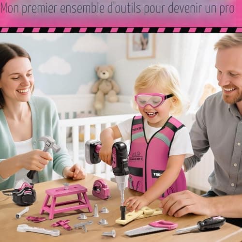 Boîte à outils enfant KidBloom 778-2 rose 40 pièces