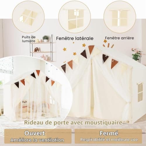 Cabane de jeu HOMASIS DZ10263LO tapis et guirlande