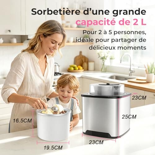 Sorbetière Turbine à Glace Vpcok 2L Inox Autonome