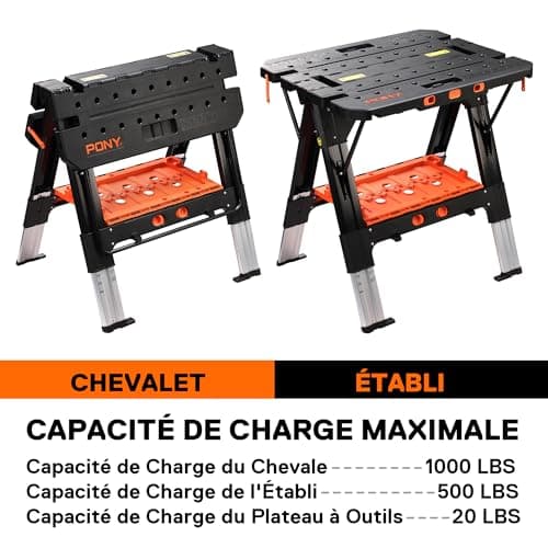 Pony Table 2 en 1 avec 2 Pinces à gâchette