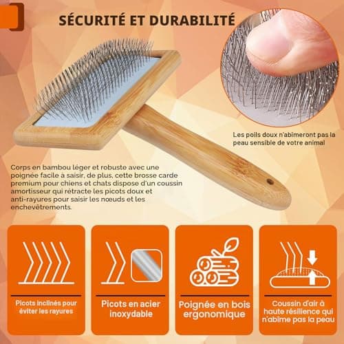 Brosse carde onebarleycorn manche bois chien et chat