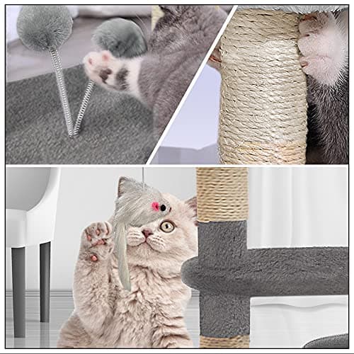 Arbre à Chat Vounot 112 cm Griffoir Niche et Rampe