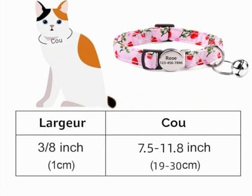 Collier chat Moonpet gravé nom et numéro, 19 à 30 cm