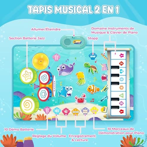 Tapis musical Kidmance piano et tambour volume réglable