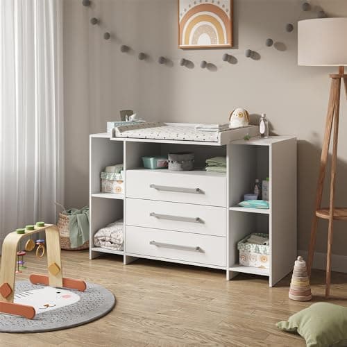 Commode à langer Vicco Oskar XL 143 cm 3 tiroirs