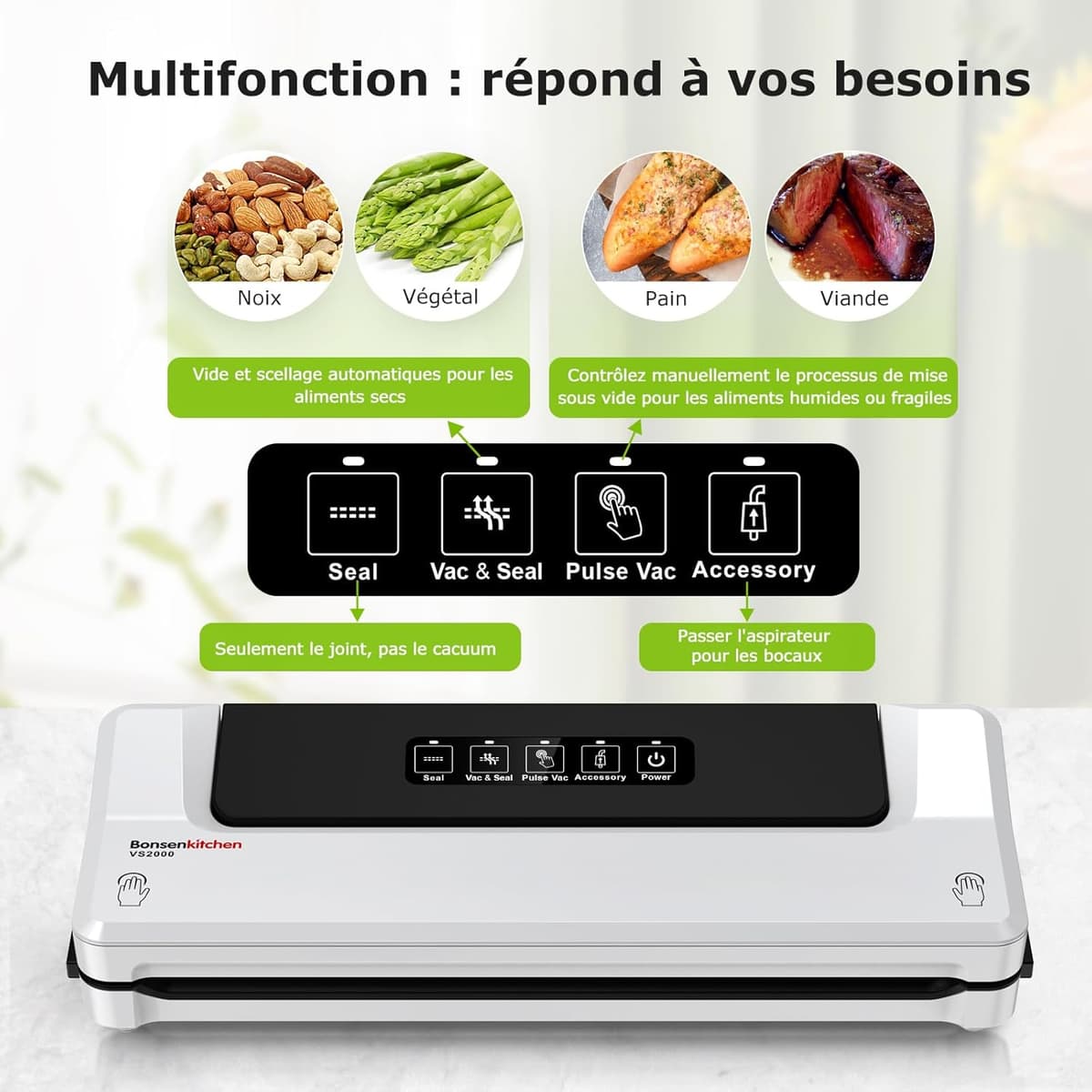 Machine Sous Vide Bonsenkitchen: Conservation Optimale des Aliments Blanche