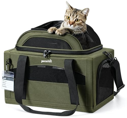 Sac de transport chat Pecute extensible pliable vert armée