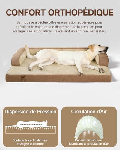 Panier chien XXL KSIIA orthopédique 119x81 dossier en U