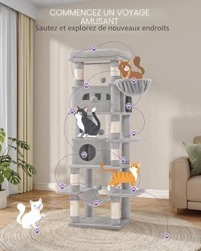 Arbre à chat Hzuaneri 170 cm 8 poteaux sisal