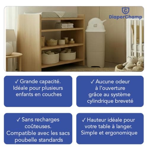 Poubelle à couches Diaper Champ Maxi sans recharge