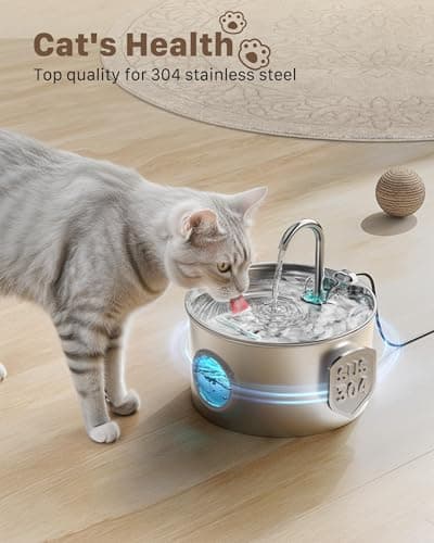 Fontaine à Eau Chat GIOTOHUN Inox 304 - 2,2 L