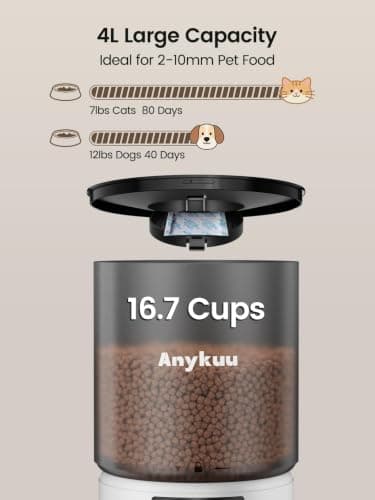 Distributeur Croquettes Anykuu 4 L - 6 Repas Programmables