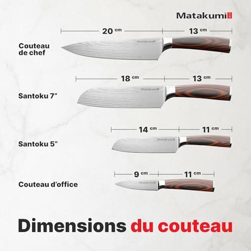 Set 4 couteaux de cuisine Matakumi damas gravé
