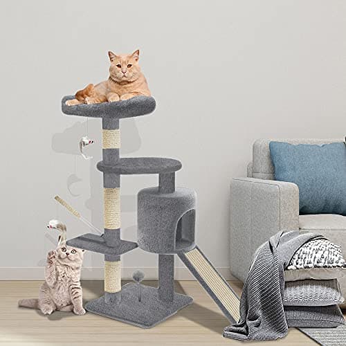 Arbre à Chat Vounot 112 cm Griffoir Niche et Rampe