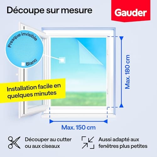 Moustiquaire Fenêtre GAUDER 150x180 cm Découpable