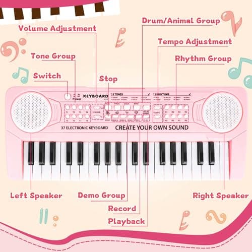 Clavier enfant Orvyna 37 touches, micro et volume réglable