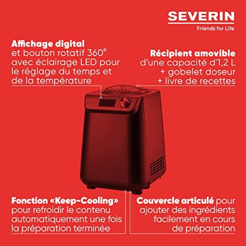 Severin Sorbetière Yaourtière 2-en-1 Compresseur 135 W