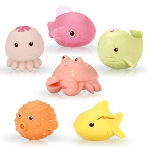 Jouets de bain sans trou wokdsbl, lot de 6 animaux marins