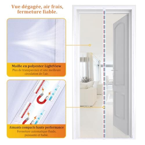 Moustiquaire Magnétique HOOMEE Porte 120x210 cm
