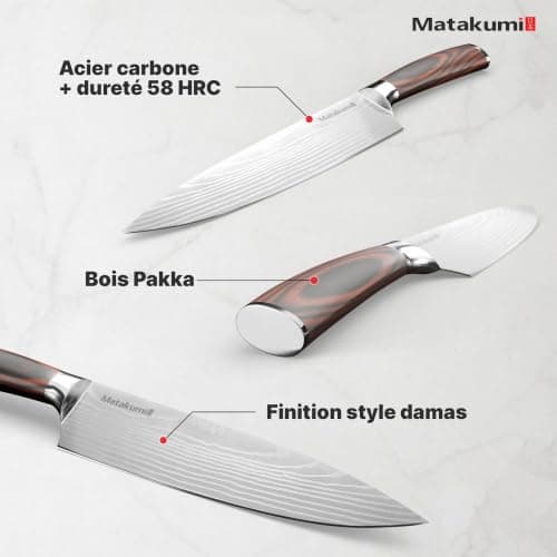 Set 4 couteaux de cuisine Matakumi damas gravé