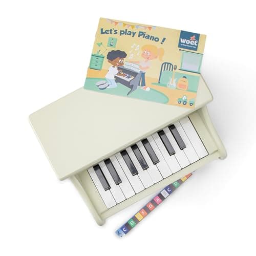 Piano jouet en bois Woet 10154 beige 18 touches
