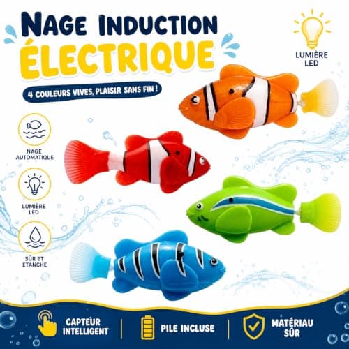 Poissons robots de bain Auirshiky lot de 4 à pile bouton