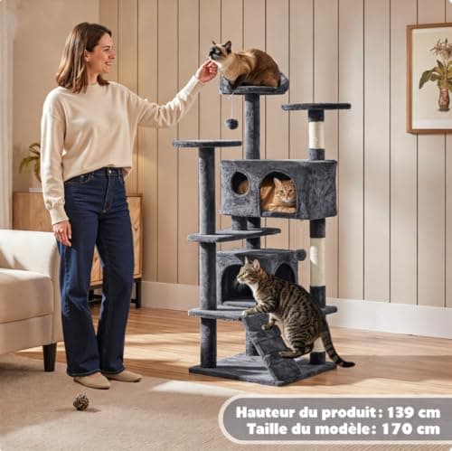 Arbre à Chat Yaheetech 139 cm Multi-Chats Compact