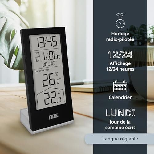Station Météo ADE Compacte Horloge Radio-Pilotée