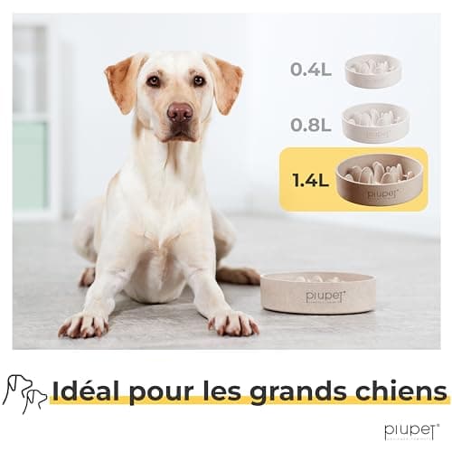 Gamelle anti-glouton PiuPet 1,4 L bambou et PP recyclé