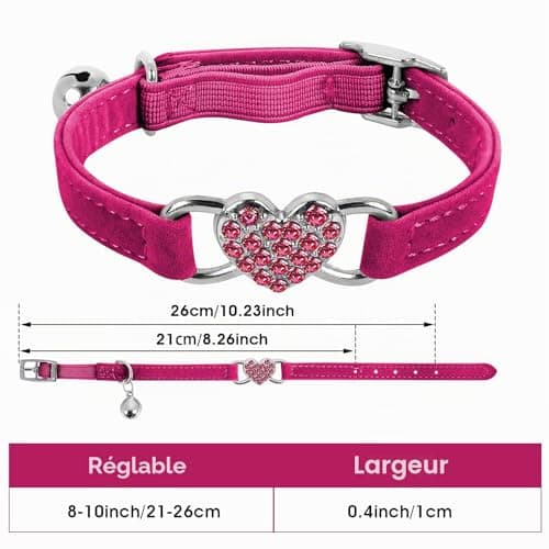 Collier chat cobee Bling Heart taille unique 20-25 cm
