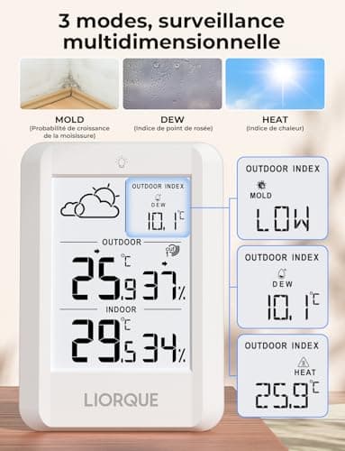 Station Météo LIORQUE Sans Fil Piles Incluses