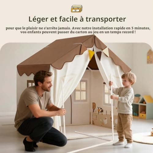 Tente cabane EagleStone double porte 130 cm chambre