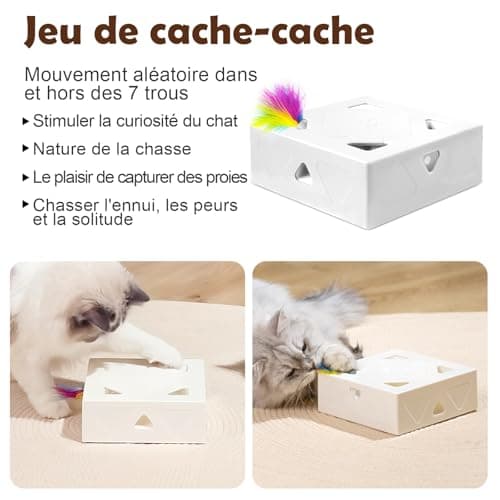 Migipaws Migibox jouet chat 7 trous à plume motorisée